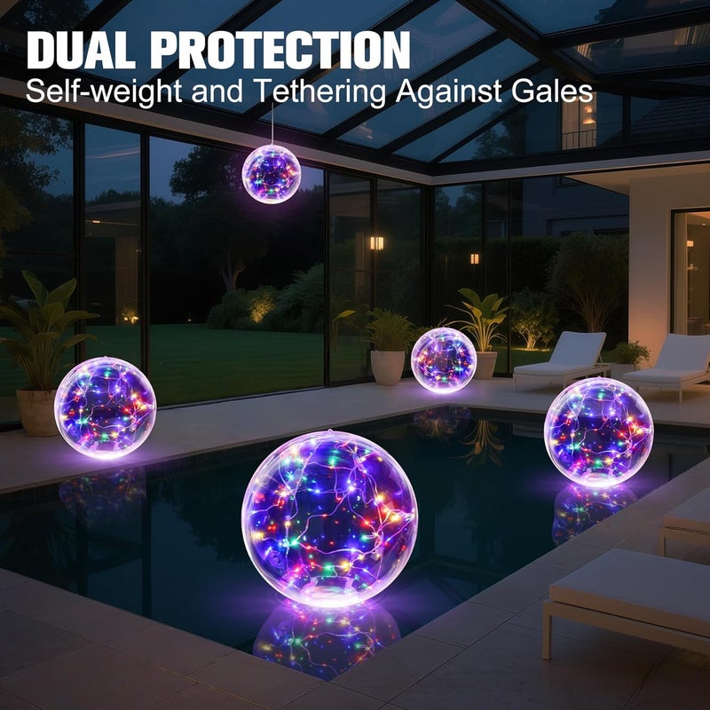 Niceput Store Solar Floating Pool Lights, 14 Inch Colorful Solar Pool Light Balls, Floating Glow Globe IP68 Waterproof, Inflatable Solar Lights up Balls for Swimming Pool Pond Outdoor Decor -1PC - Image 5